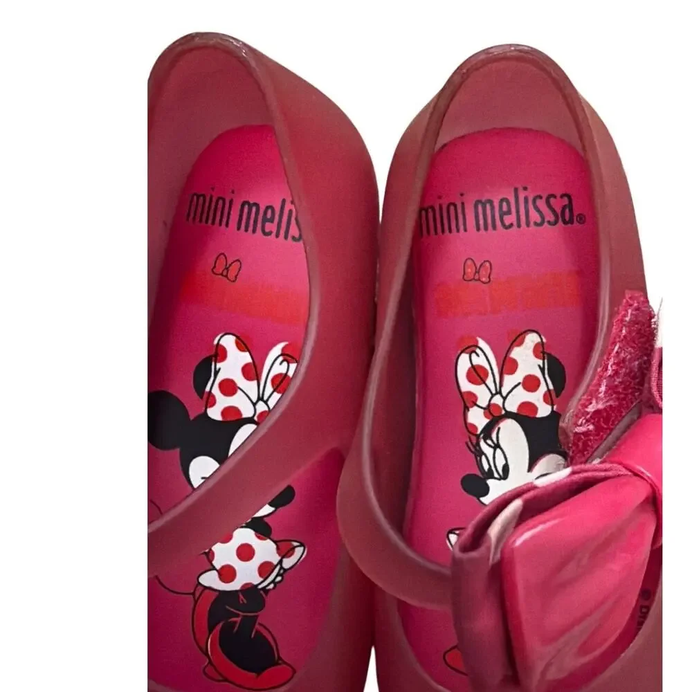 Mini Melissa x Minnie Mouse Jelly Maryjane Shoes Bow Accent Toddler Size 6